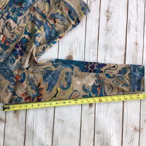 Chicos Additions Abstract Floral Print Jacket Sz 1 - Picture 6 of 8